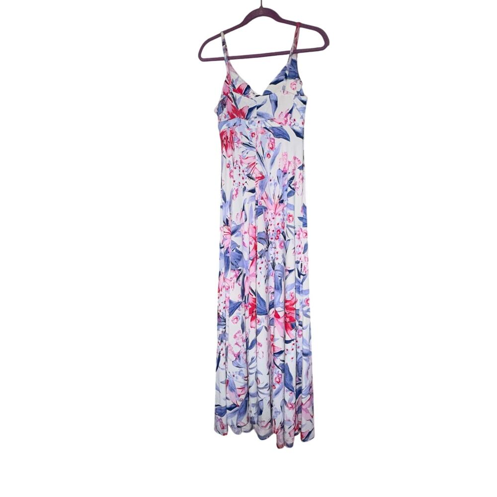Jennifer‎ Lopez Floral Maxi Dress Med Summer Tropical Sleeveless V-Neck Sundress